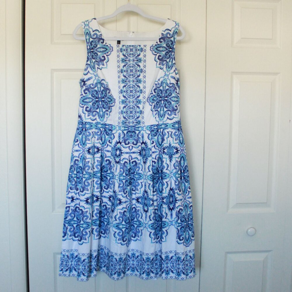 Talbots blue and white sleeveless dress size 12